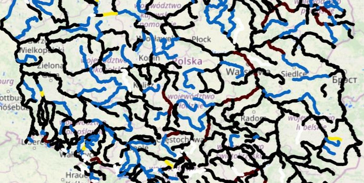 Mapa stanu wody rano w dniu 7 lipca 2025 r. - IMGW-PIB https://meteo.imgw.pl/.