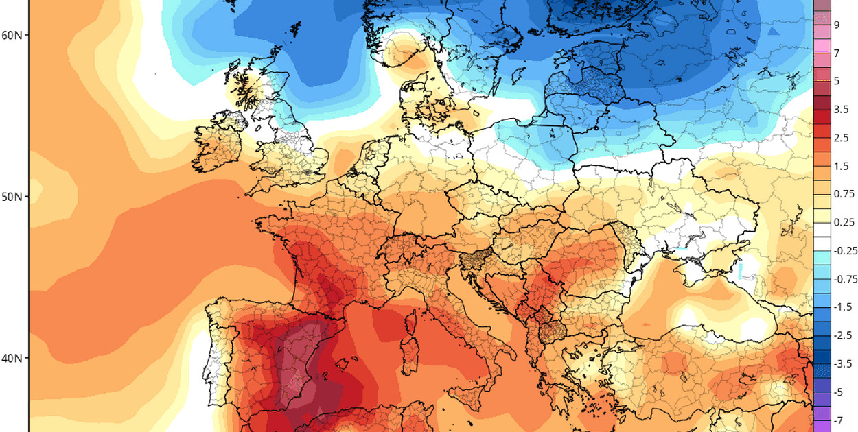 Średnia anomalia temperatury powietrza do 24 sierpnia 2025 r. - https://www.tropicaltidbits.com/