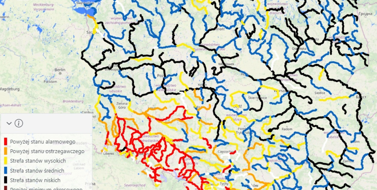 Stan wody w rzekach (IMGW-PIB)