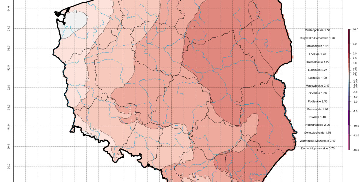 Zdj. Anomalia temperatury stycznia