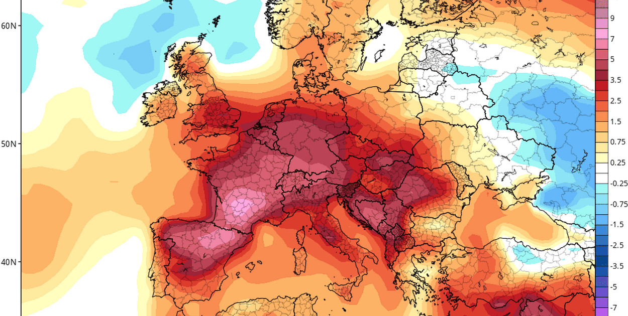 Anomalie temperatury powietrza do 16 sierpnia (https://www.tropicaltidbits.com/)