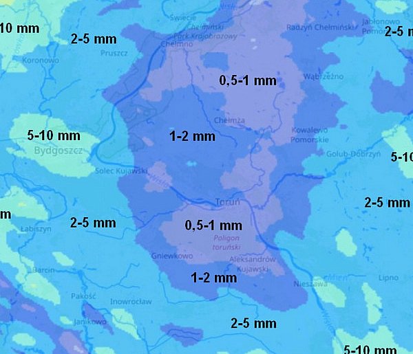 Sumy poniedziałkowych opadów (mapa)-3254
