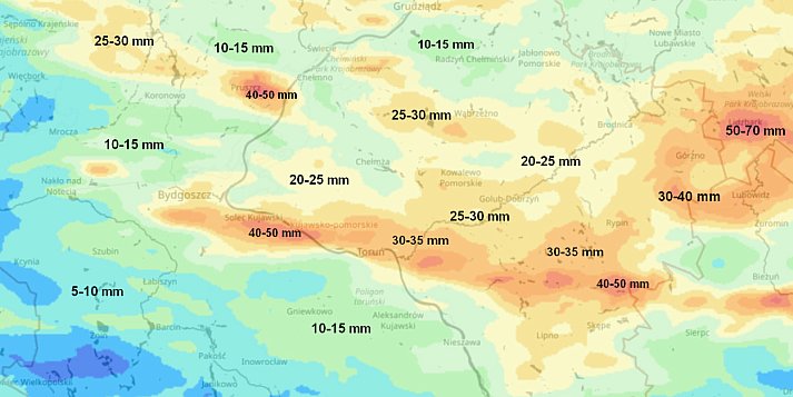 Wtorek / środa - za nami obfite opady atmosferyczne (mapy)