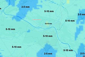 Poniedziałek / wtorek (11/12.05) - suma opadów w Toruniu i regionie