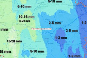 Sumy opadów w Toruniu i województwie w okresie czwartek / piątek (14-15.05)