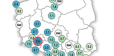 Niewielkie opady za ostatnią dobę (sobota - noc z soboty na niedzielę)