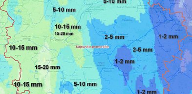 Sumy opadów w Toruniu i województwie w okresie czwartek / piątek (14-15.05)