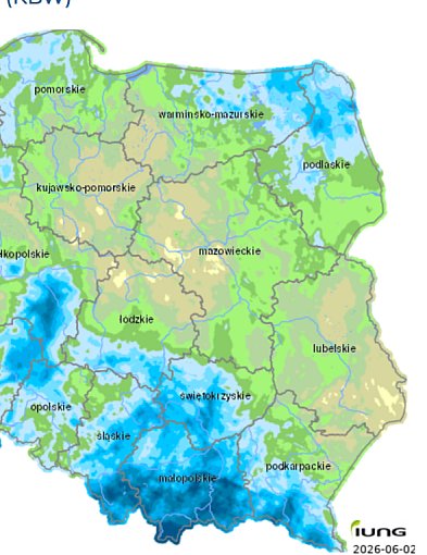 Dalsze pogorszenie Klimatycznego Bilansu Wodnego - nasila się susza