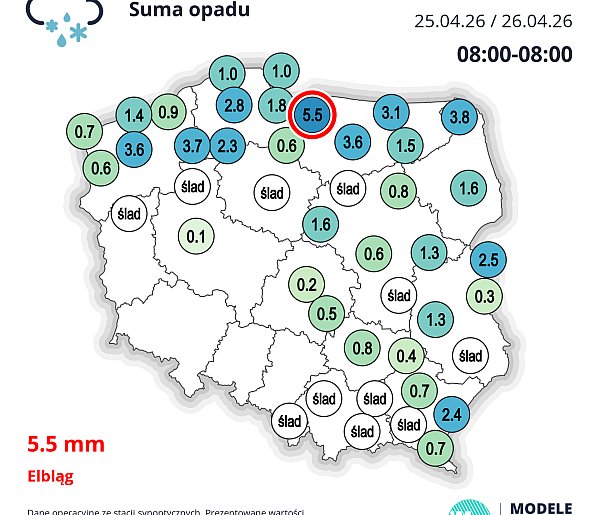 W nocy z soboty na niedzielę pojawiły się na ogół symboliczne opady