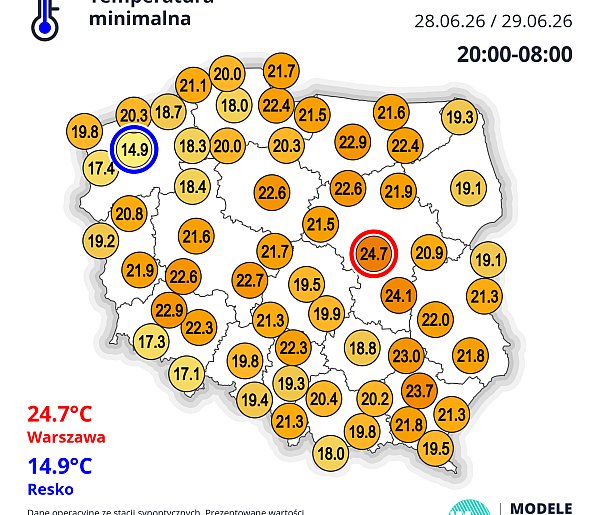 Za nami noc tropikalna z burzą (nd/pn)