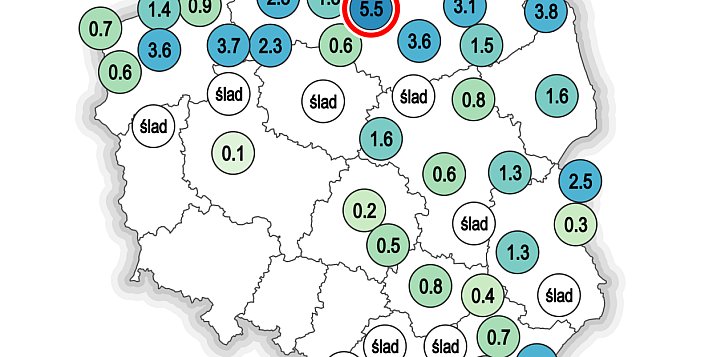 W nocy z soboty na niedzielę pojawiły się na ogół symboliczne opady