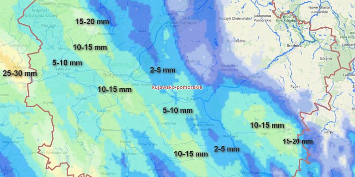 Sumy opadów atmosferycznych pn/wt (18/19.05.2026 r.)