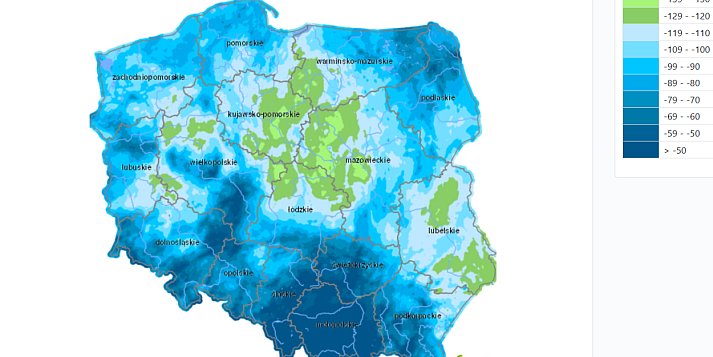 Klimatyczny Bilans Wodny - spory deficyt wody w glebie