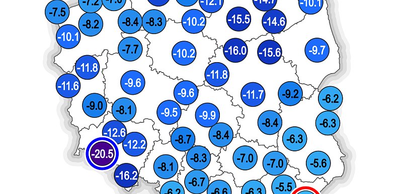 W czwartek rano w Sudetach zmierzono -25 st., ale widać złagodzenie mrozów