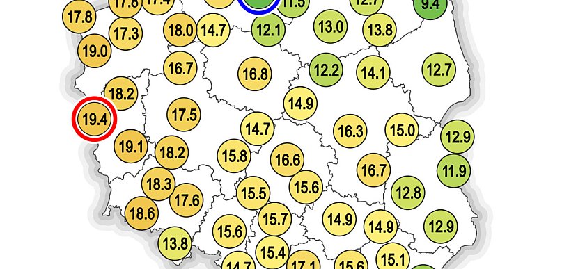 Sobota z prawie rekordową temperaturą maksymalną...