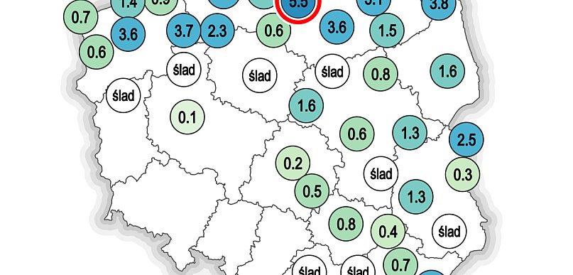 W nocy z soboty na niedzielę pojawiły się na ogół symboliczne opady