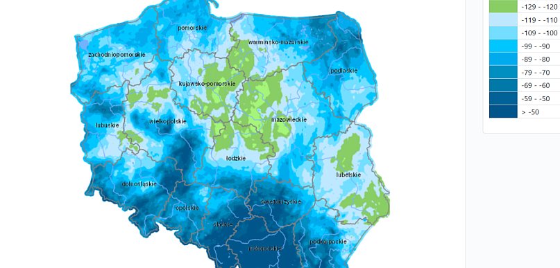 Klimatyczny Bilans Wodny - spory deficyt wody w glebie