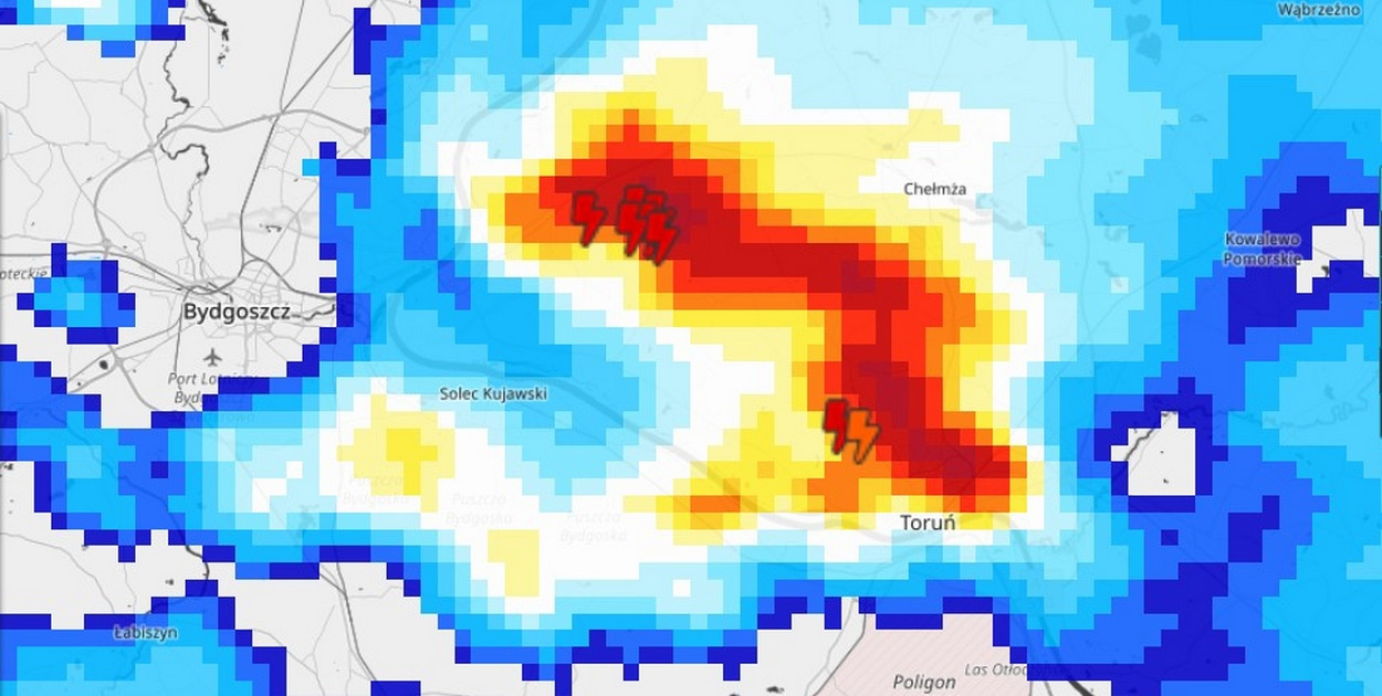  Zobrazowanie radarowe - https://meteo.imgw.pl/