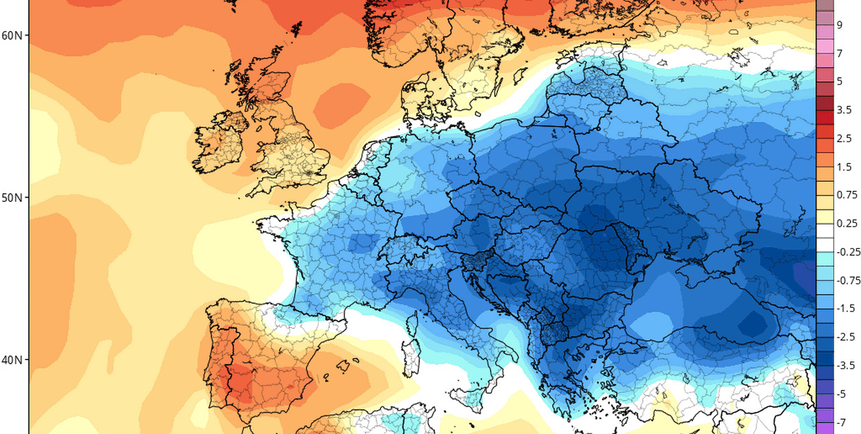 Anomalia temperatury powietrza do 4 października 2025 r. - https://www.tropicaltidbits.com/