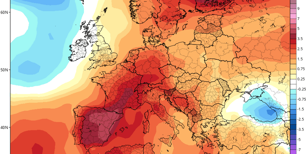 Anomalia temperatury powietrza do 26 października 2025 r. TropicalTidbits.com