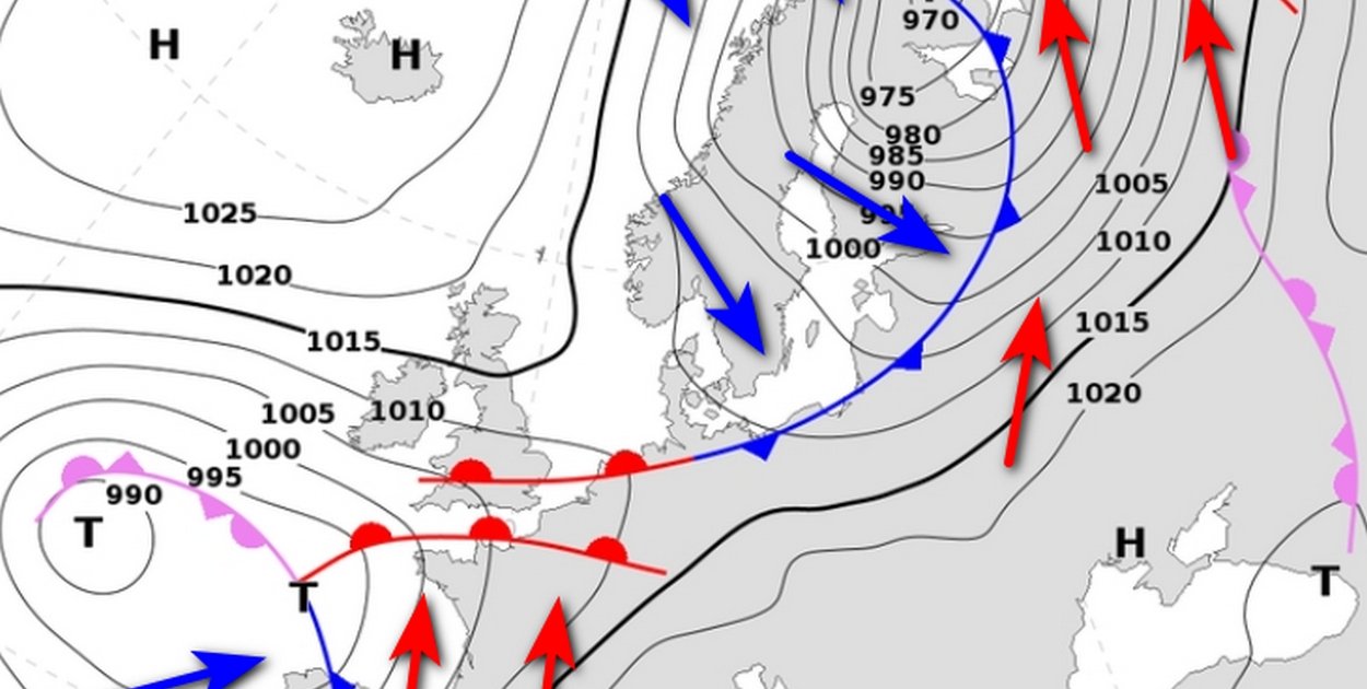 Piątkowa mapa synoptyczna (źródło: https://www.wetterzentrale.de/)